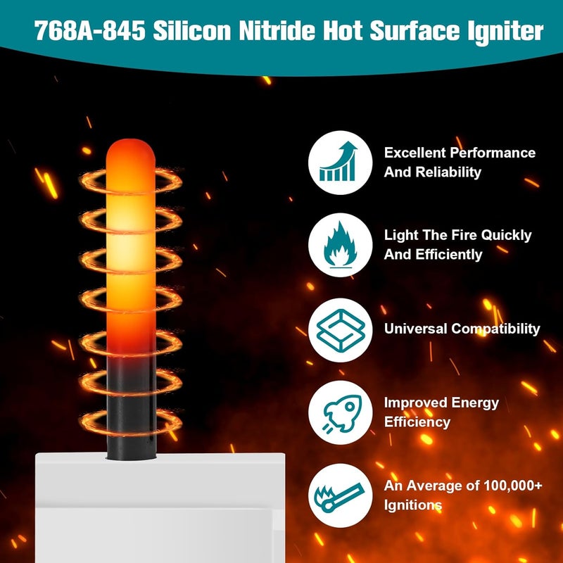 MOHTOL Upgraded 768A-845 Furnace Hot Surface Ignitor Replacement Compatible with Emerson White-Rodgers Trane Silicon Nitride Ignitor, 768A-845 Replace 768A-5 IGN00104 X13130524010 B340970P01 - Image 5
